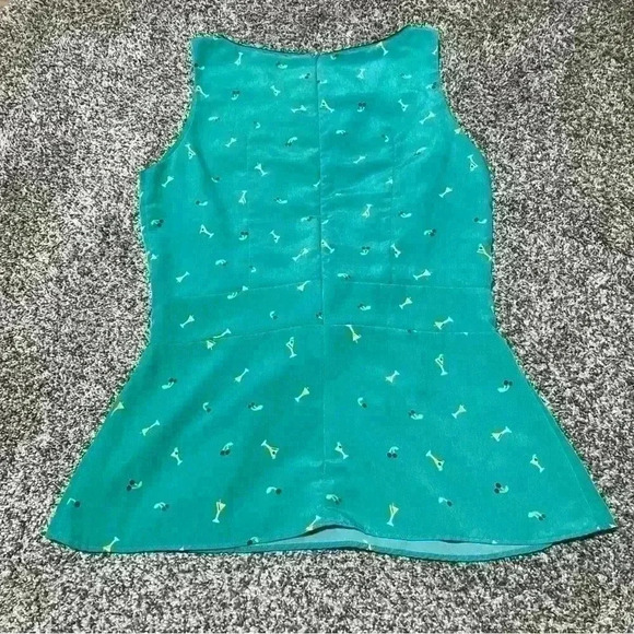 trollied dolly Mod Cloth Size Small Retro Blouse Peplum Martini Glasses - Picture 7 of 8